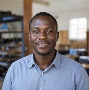 Fictional Ugandan customer portrait representing Daniel Ocen